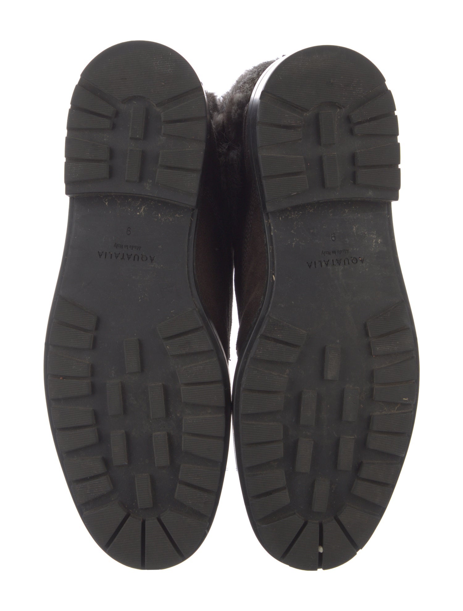 Aquatalia Suede Fur Trim Combat Boots